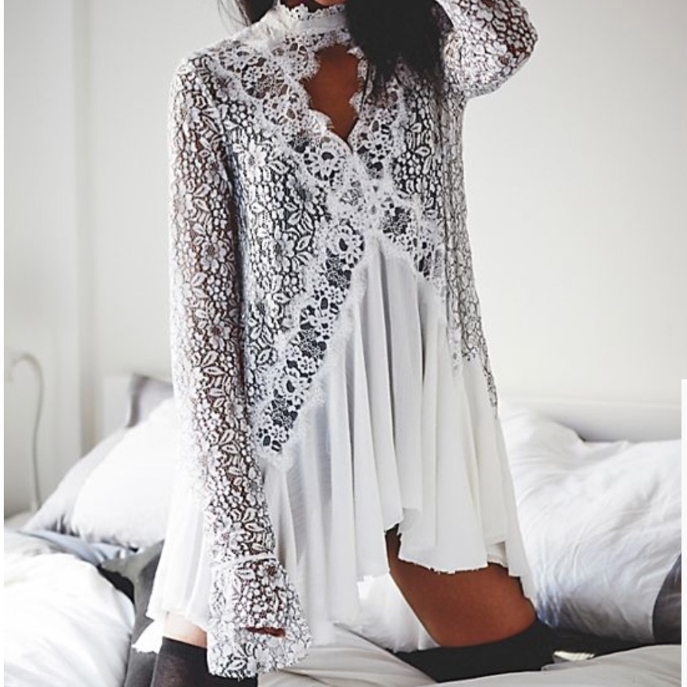 Free People White Secret Origins Tunic XS